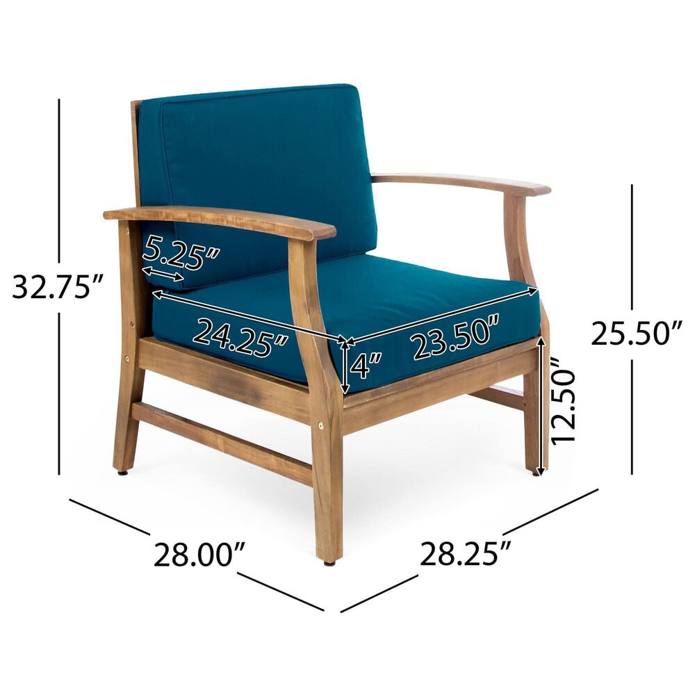 Hearth and Haven Perla Patio Club Chair with Cushions in Blue, , large