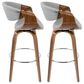 LumiSource Curvini 30" Swivel Barstool with Grey Upholstery in Walnut and Chrome (Set of 2), , large