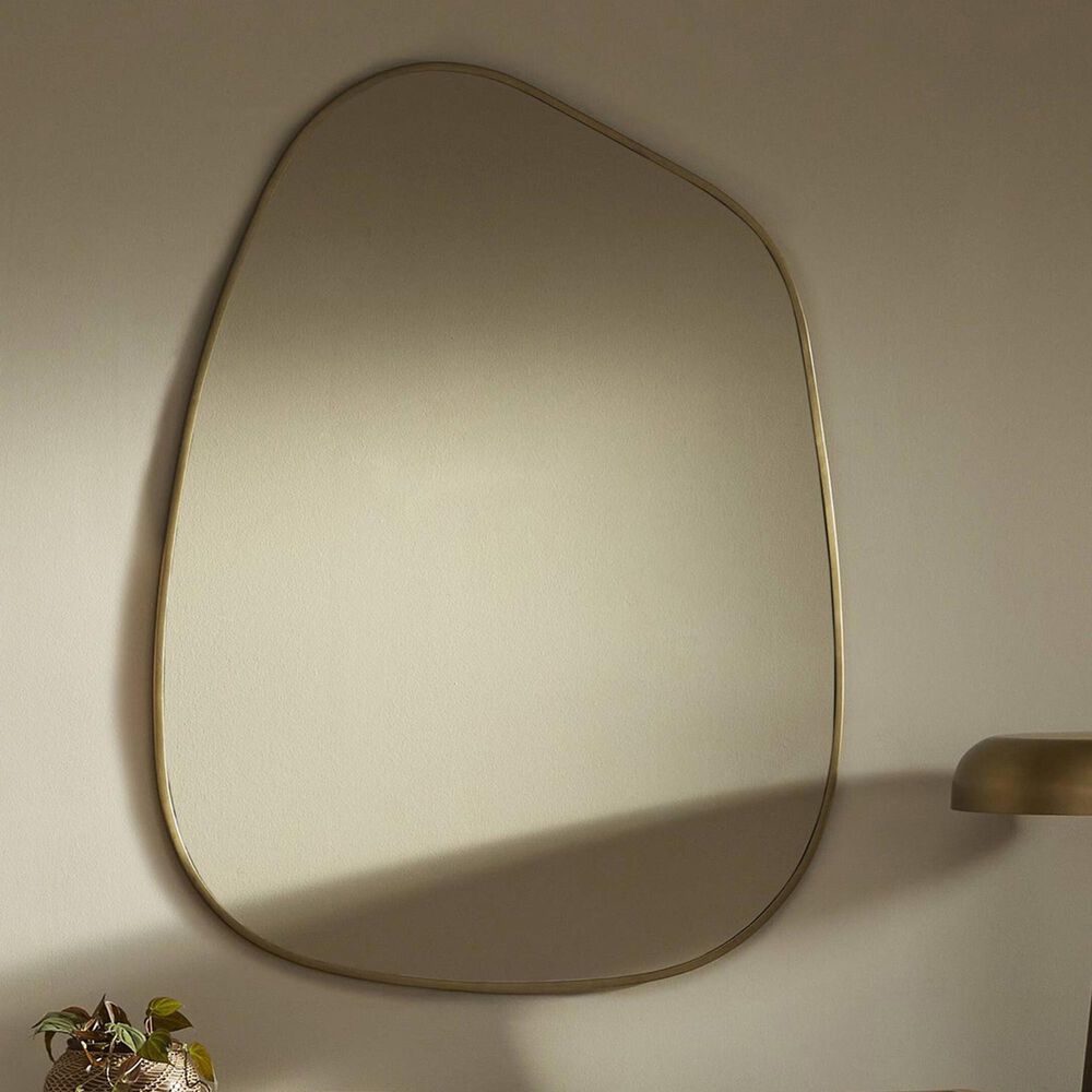 Four Hands Nova Large Wall Mirror in Antique Brass Iron, , large