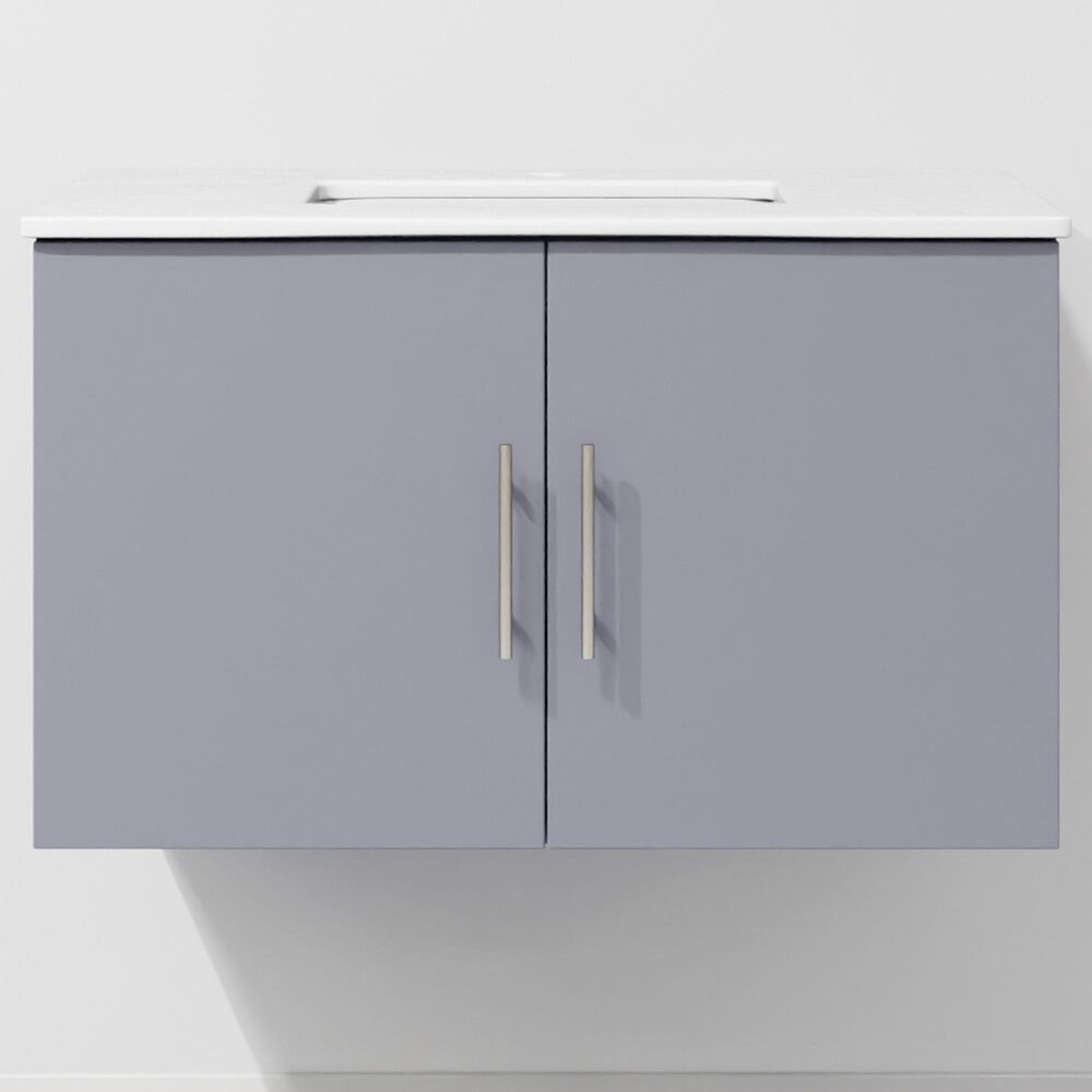 Lexora Home Geneva 30" Single Bathroom Vanity in Dark Grey with 2 cm White Cultured Marble Top and Rectangular Sink, , large