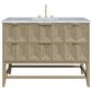 James Martin Vanities Emmeline 48" Single Vanity in Pebble Oak with 3 CM Carrara White Marble Top, , large
