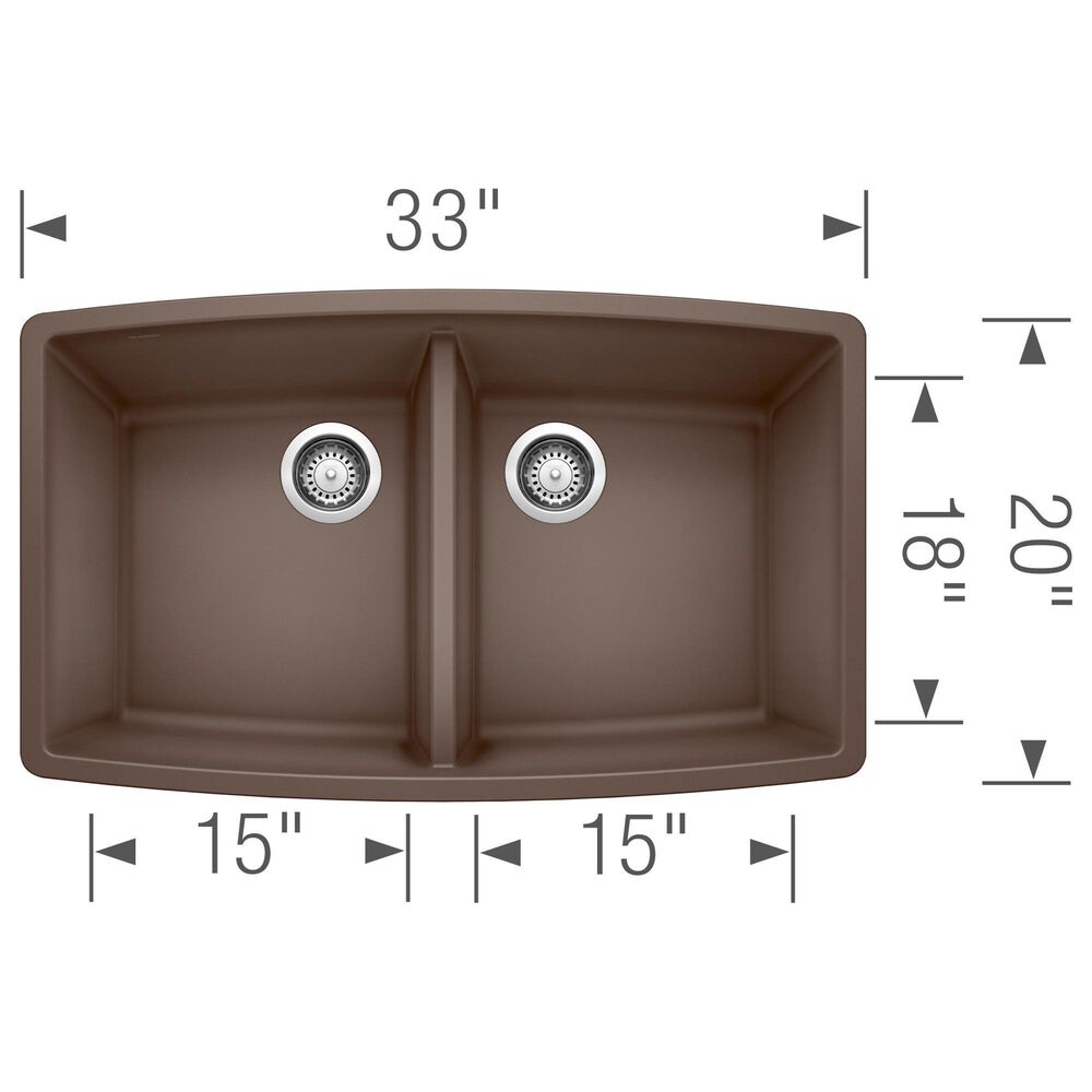 Blanco Performa 33&quot; Equal Double Bowl Kitchen Sink in Cafe, , large
