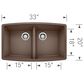 Blanco Performa 33" Equal Double Bowl Kitchen Sink in Cafe, , large