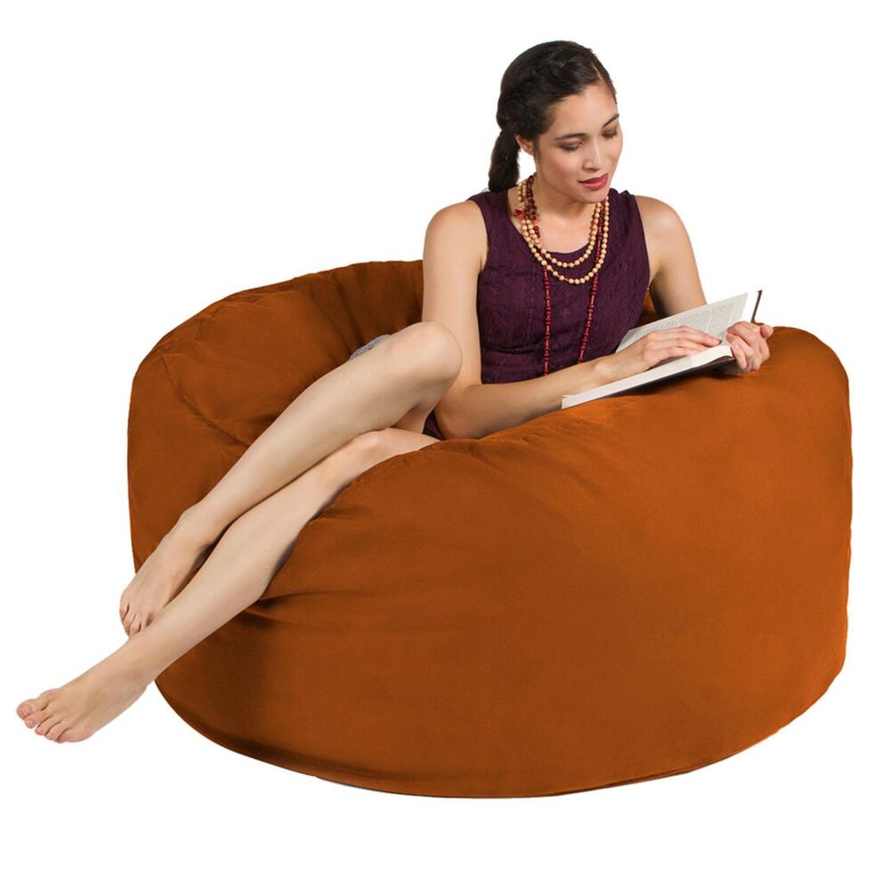Jaxx 4&#39; Round Bean Bag with Removable Cover in Mandarin, , large