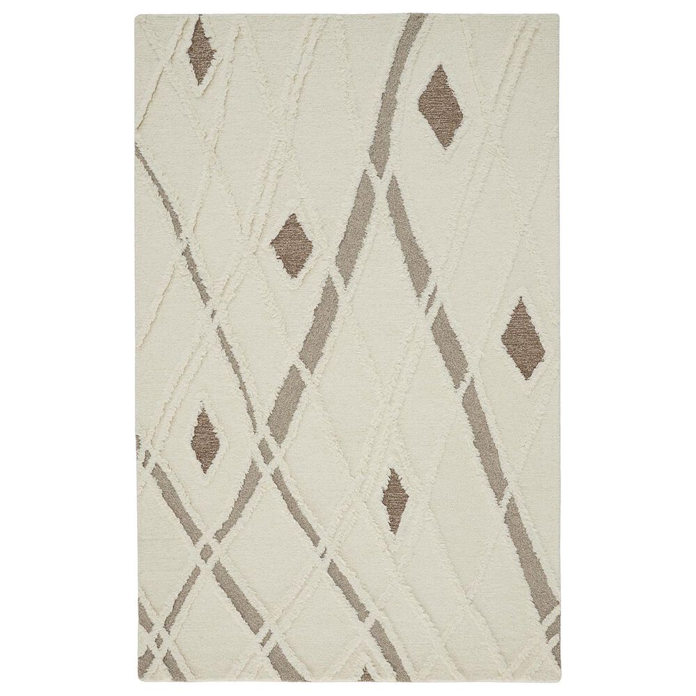 Feizy Rugs Anica 4' x 6' Ivory and Brown Area Rug, , large
