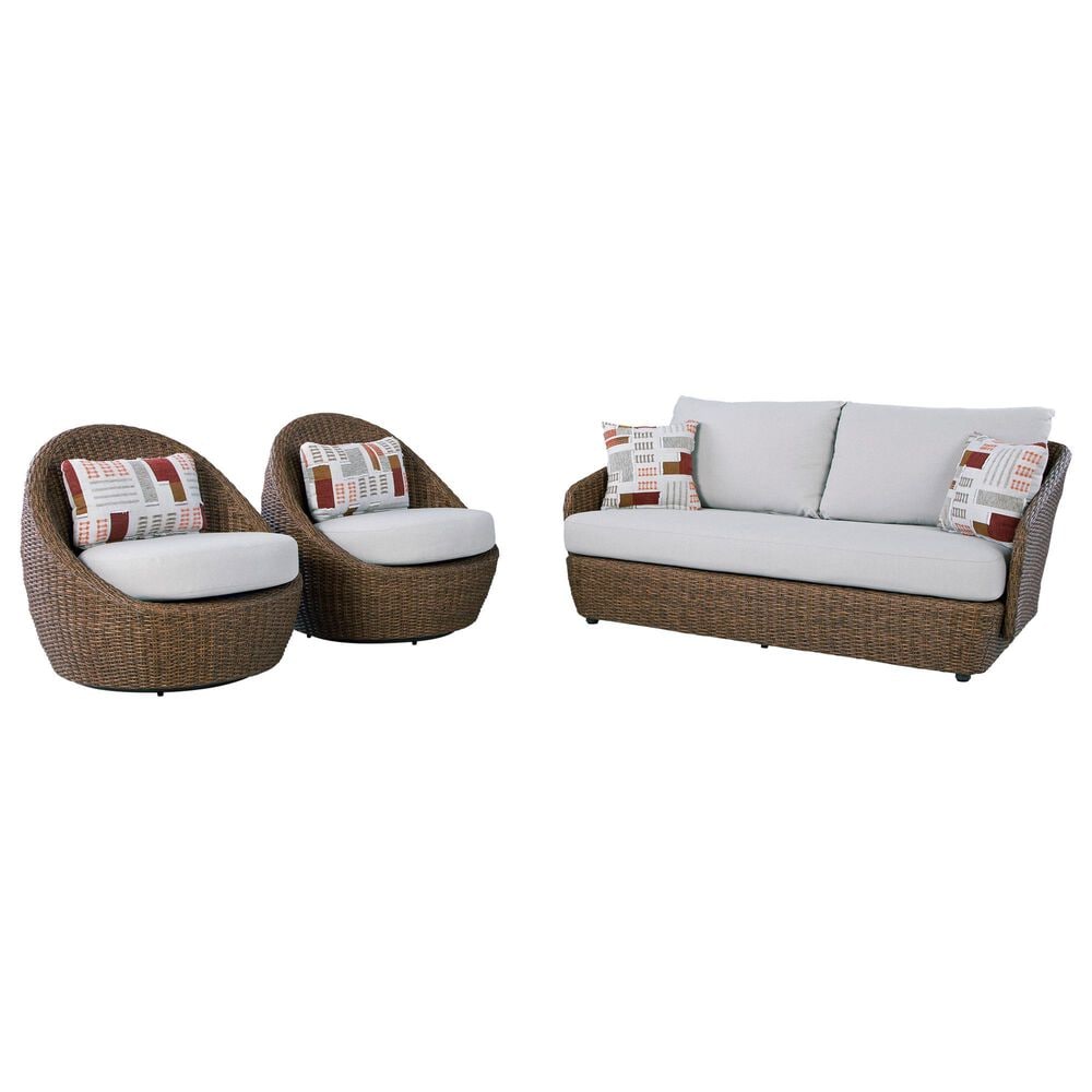 Ashley Double Point 3-Piece Patio Conversation Set in Beige, , large
