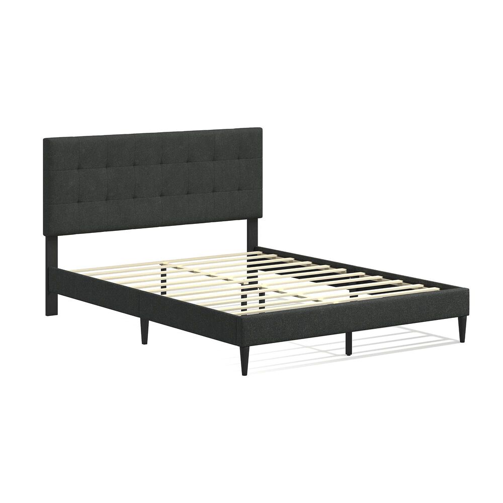 Glideaway Kaya Queen Upholstered Platform Panel Bed in  Charcoal Grey, , large