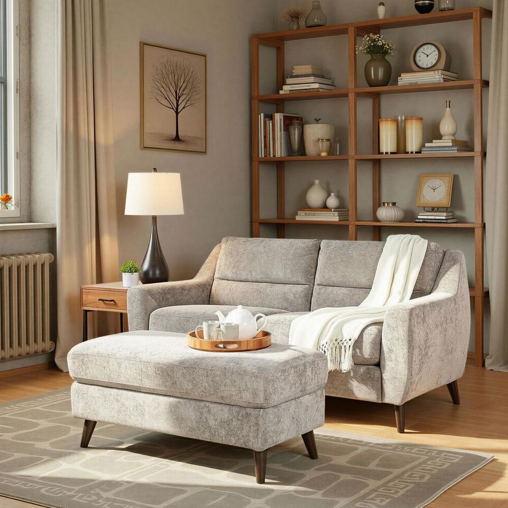 LumiSource Carly Bench Ottoman in Pewter, , large