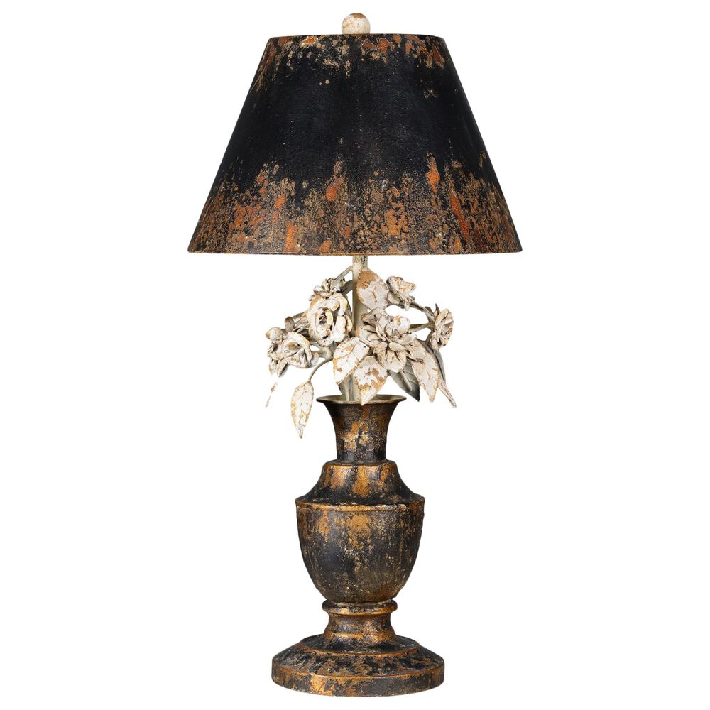 Southern Lighting Skylar Table Lamp in Distressed Black, White and Gold, , large