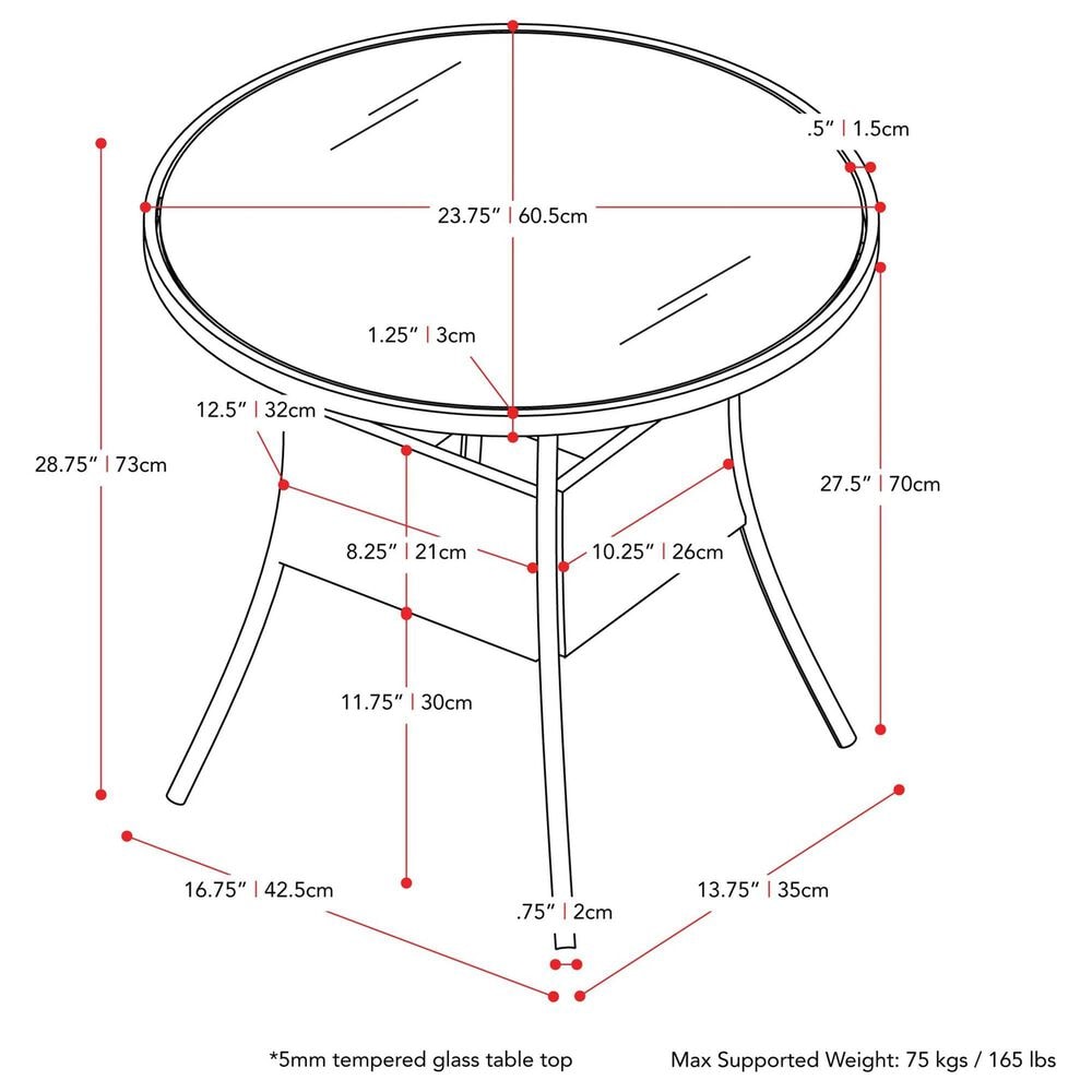 CorLiving Parksville Patio Bistro Table in Black, , large