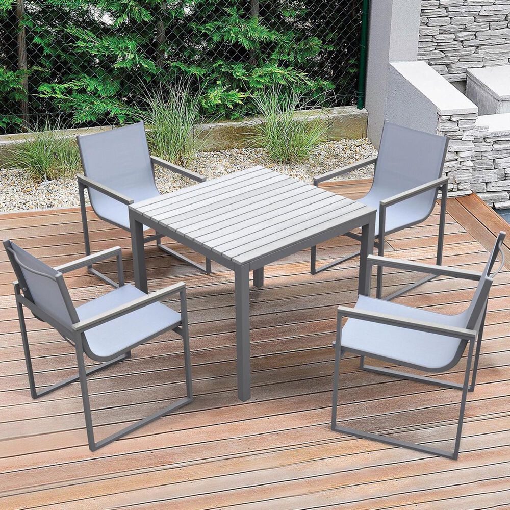 Blue River Bistro 5-Piece Patio Dining Set in Grey, , large