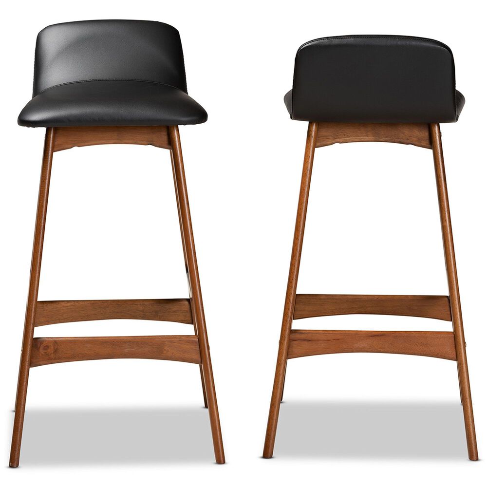 Baxton Studio Darrin Bar Stool in Walnut Brown (Set of 2), , large