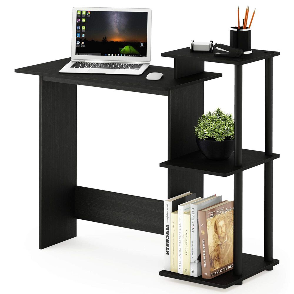 HOMLUX 40" Computer Desk with Open Side Shelves in Americano and Black, , large