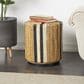 Maple and Jade Banana Leaf Drum Linear Wrapped End Table in Cream and Black, , large