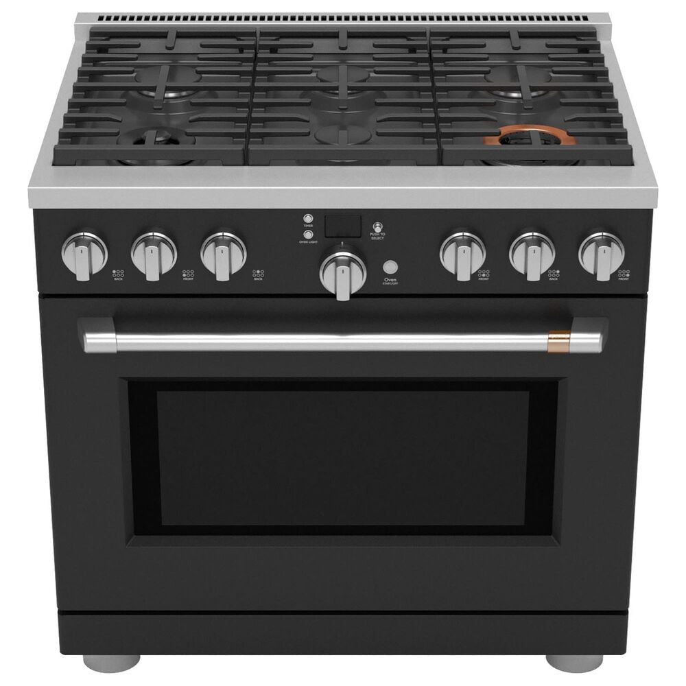 Cafe 6.2 Cu. Ft. Freestanding Natural Gas Range in Matte Black and Brushed Stainless, , large