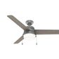 Hunter Aker 52" Outdoor Ceiling Fan with LED Lights in Matte Silver, , large