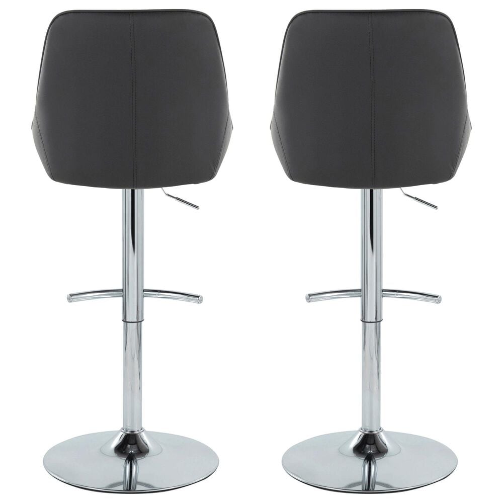 LumiSource Diana Adjustable Barstool with Black Faux Leather Upholstery in Chrome (Set of 2), , large