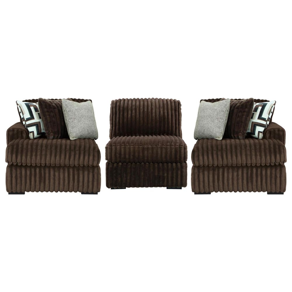 Ashley Midnight-Madness 3-Piece Symmetrical Sectional with Double Chaise in Chocolate, , large