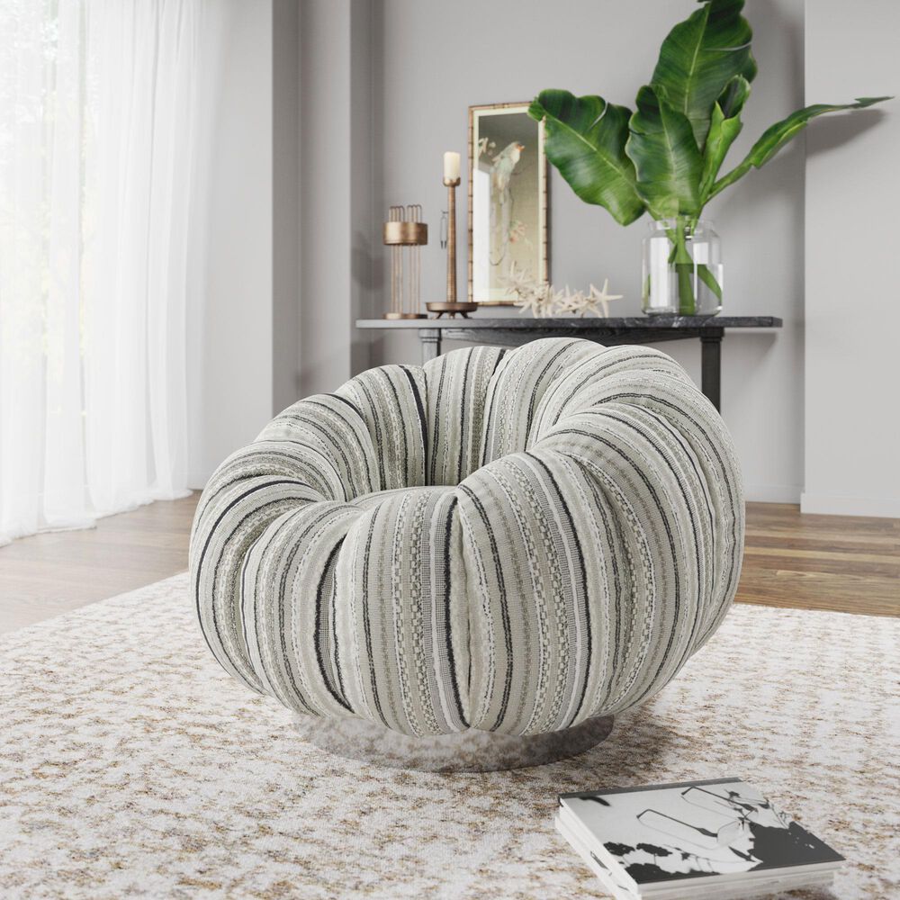 Emerald Home Furnishings Lily Pumpkin Swivel Chair in Black Stripe, , large