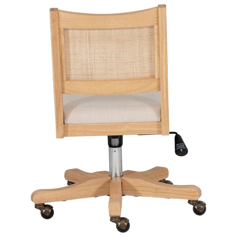 Linon Home Decor Bauer Swivel Office Chair with Cream Cushion in Natural, , large