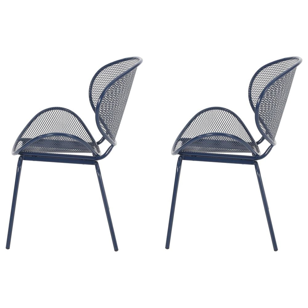 Hearth and Haven Elba Outdoor Mesh Accent Chair in Navy (Set of 2), , large