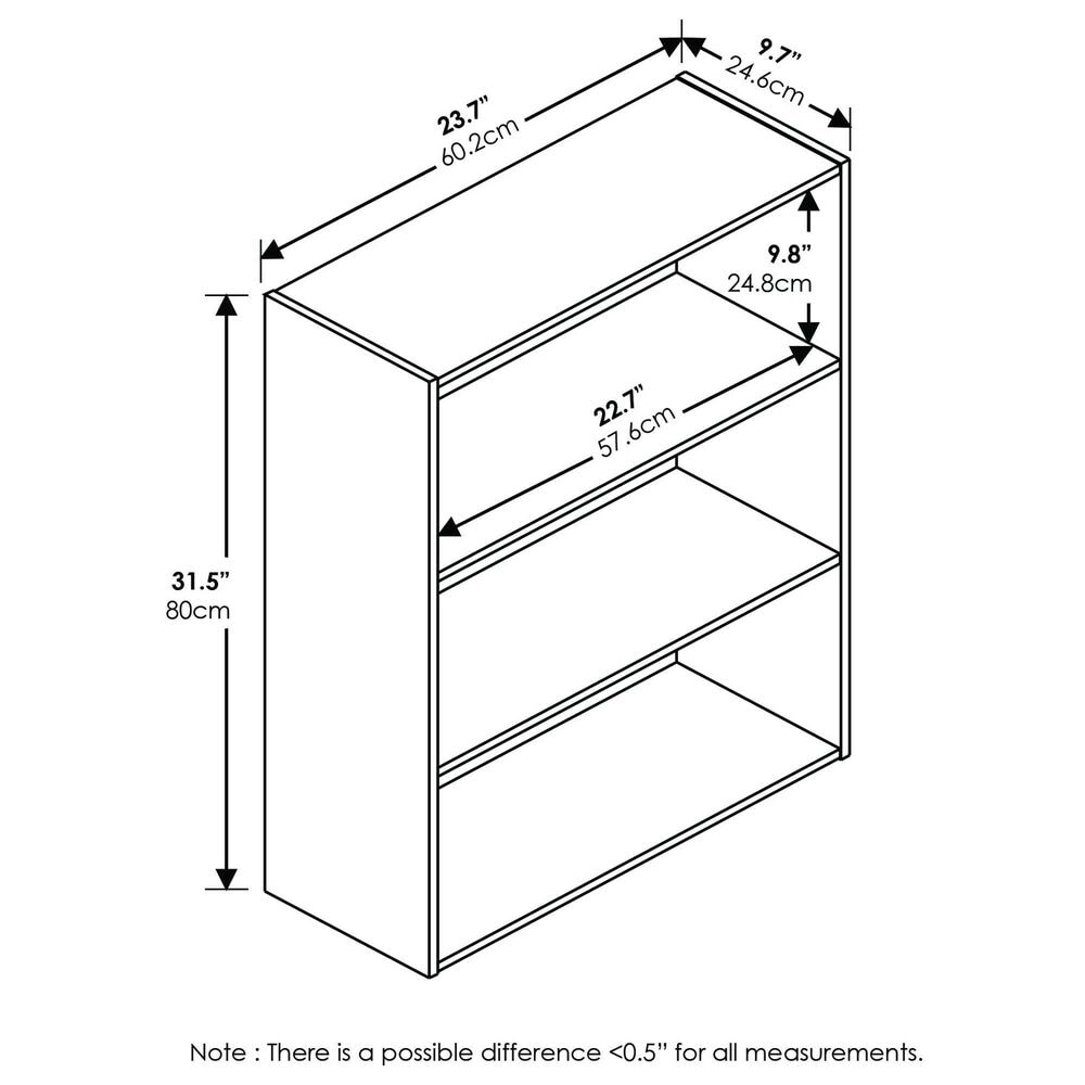 HOMLUX 3-Tier Open Shelf Bookcase in Plain White, , large