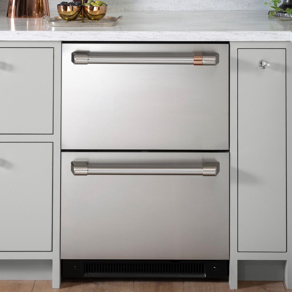 Cafe 5.7 Cu. Ft. Built-In Dual-Drawer Refrigerator in Stainless Steel and Brushed Stainless Handles, , large