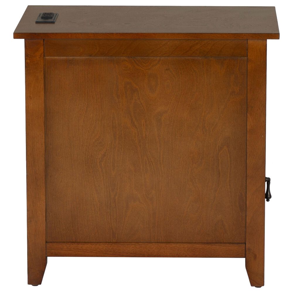 Linon Home Decor Birkdale Accent Table with USB Port in Hazelnut, , large