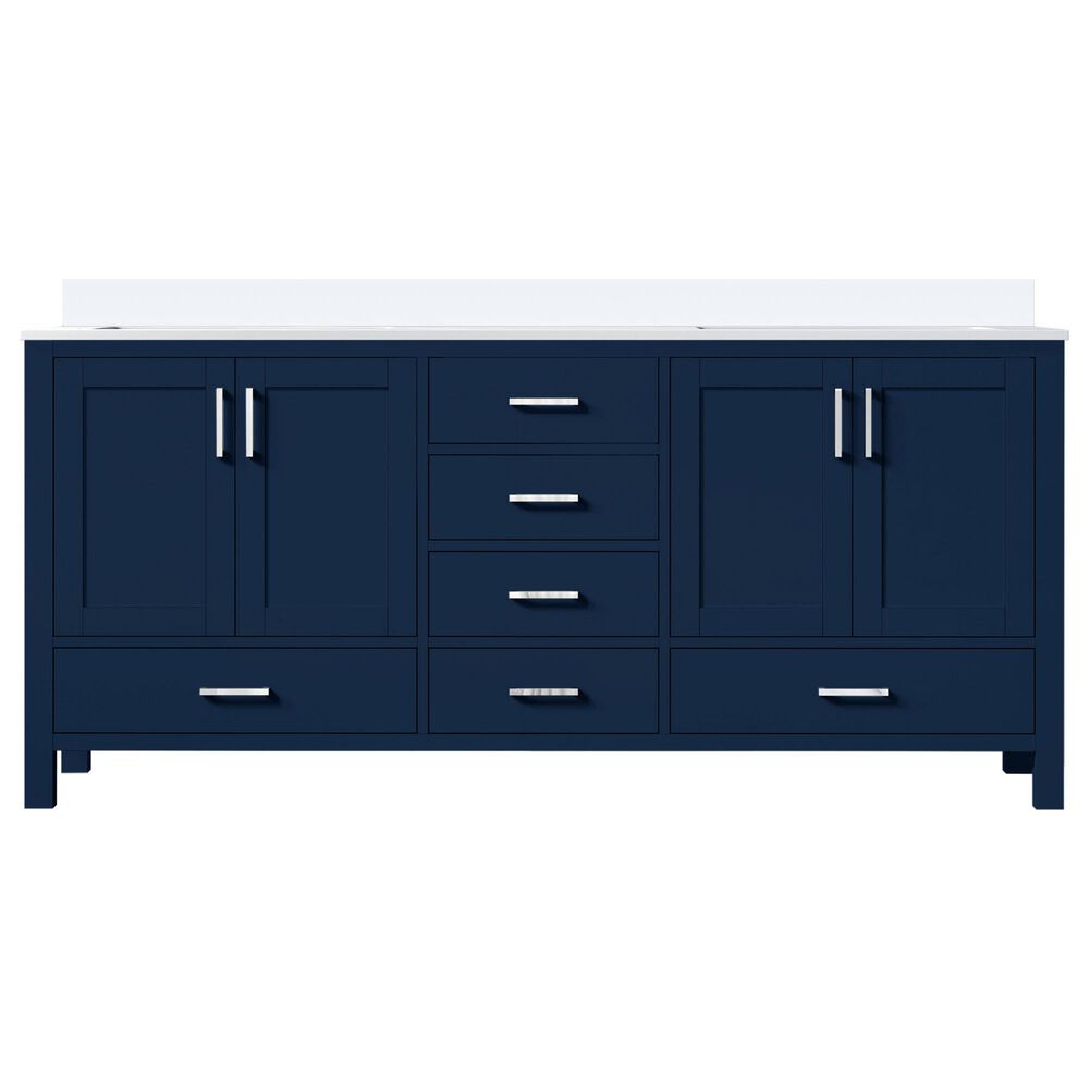 Lexora Home Jacques 72" Double Bathroom Vanity in Navy Blue with 2 cm White Cultured Marble Top and Rectangular Sinks, , large