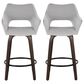 LumiSource Mustang 26" Swivel Counter Stool with Grey Fabric Upholstery in Glazed Walnut and Black (Set of 2), , large