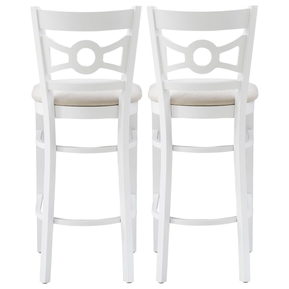 Linon Home Decor Teresa Bar Stool with Gray Cushion in White (Set of 2), , large