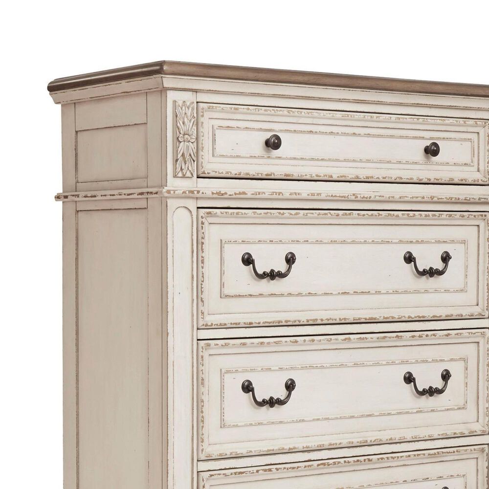 Ashley Realyn 5 Drawer Chest in Chipped White and Brown, , large
