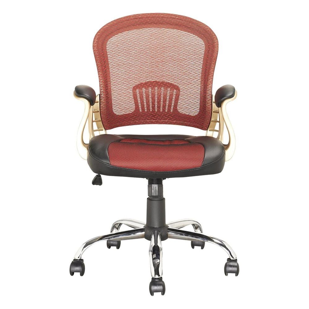 CorLiving Workspace Office Chair in Black Leatherette and Red Mesh, , large