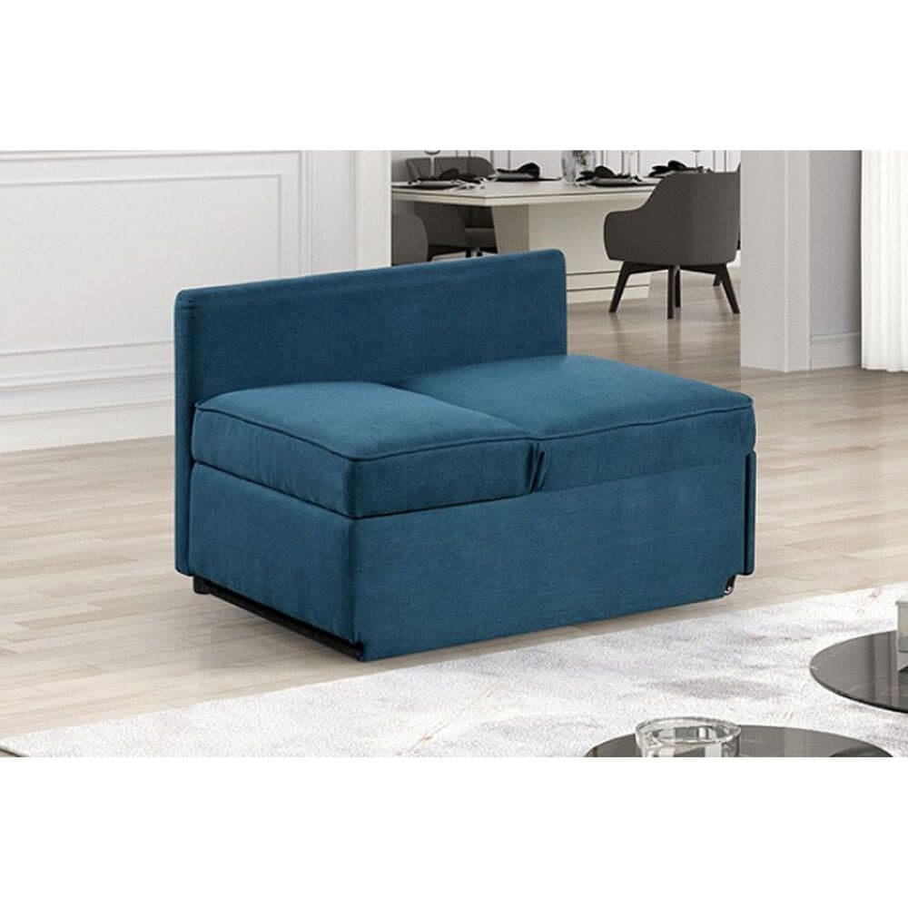 Furniture of America Woburn Convertible Chaise Lounger with Caster in Blue, , large