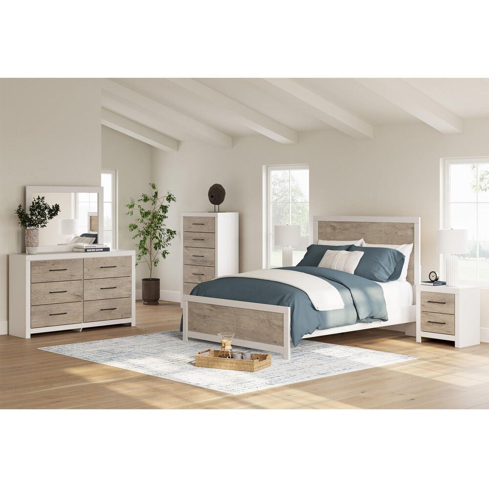 Ashley Charbitt 4-Piece Queen Panel Bedroom Set in Brown and Matte White, , large