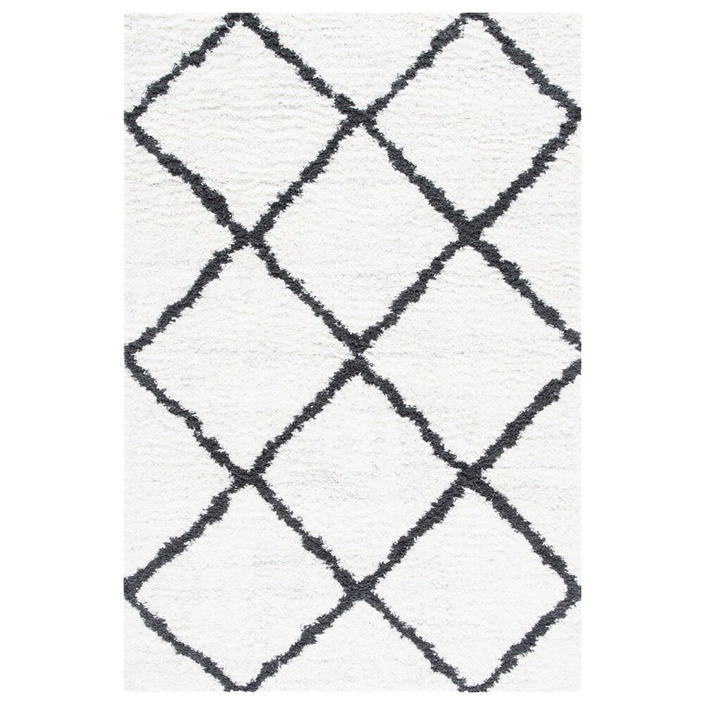 Safavieh August Shag AUG502A 5"5" x 7"7" Ivory and Black Area Rug, , large