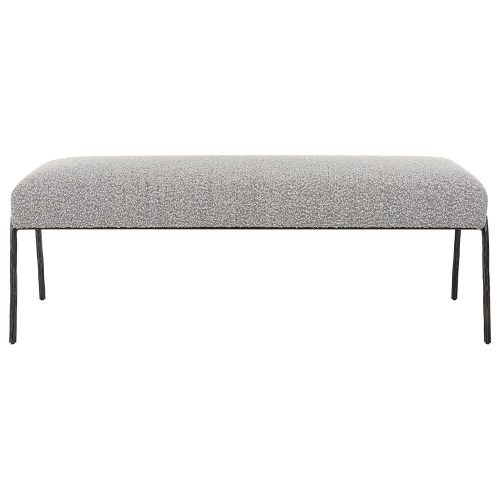 Uttermost Jacobsen Bench with Gray Cushion in Aged Black, , large
