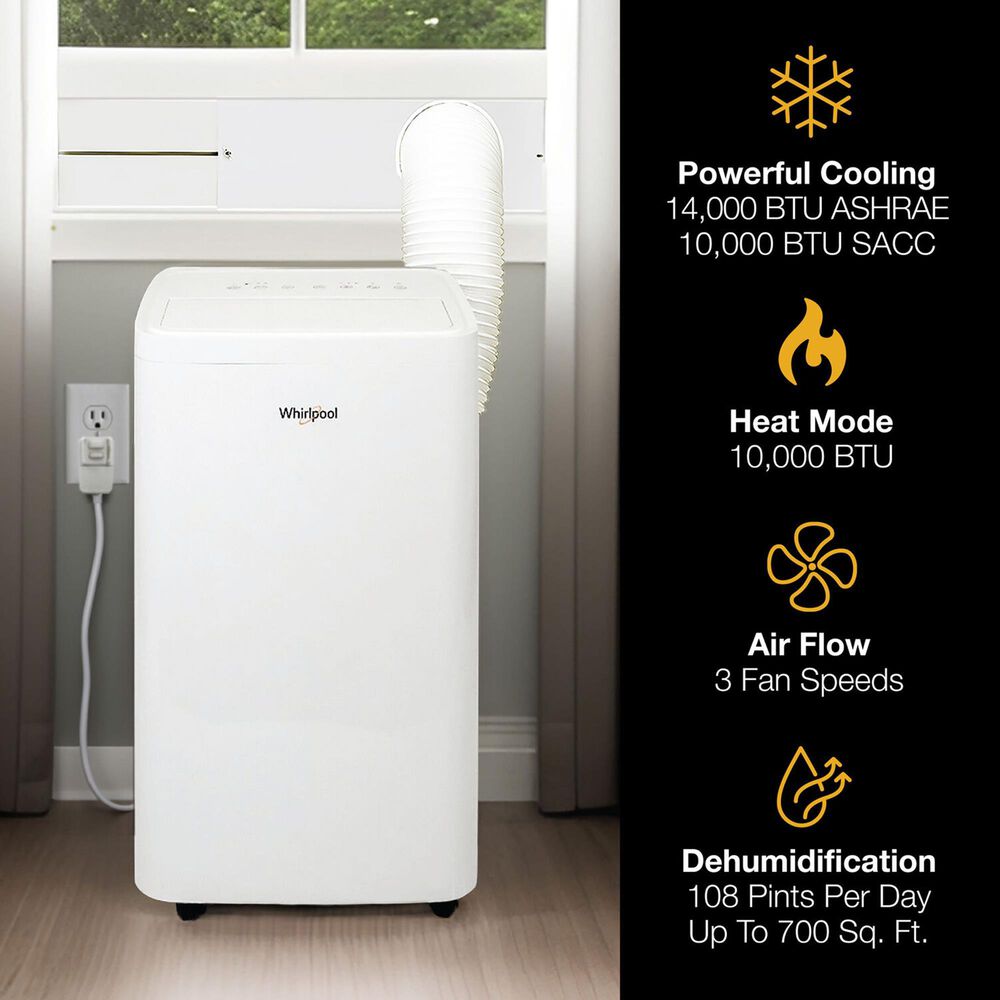 Whirlpool 14000 BTU Portable Air Conditioner with Heat and Cool in White, , large