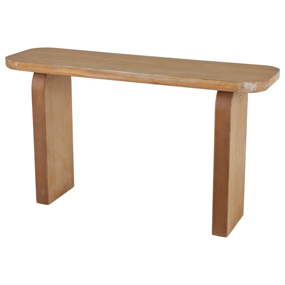 Maple and Jade Rectangle Console Table with Arched Legs in Washed Brown, , large