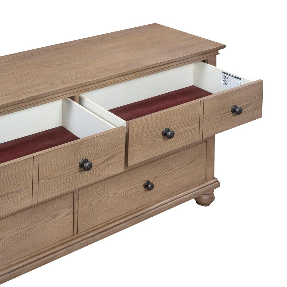 Riva Ridge Oxford 5-Piece Queen Sleigh Storage Bedroom Set in Tan with USB Ports, , large