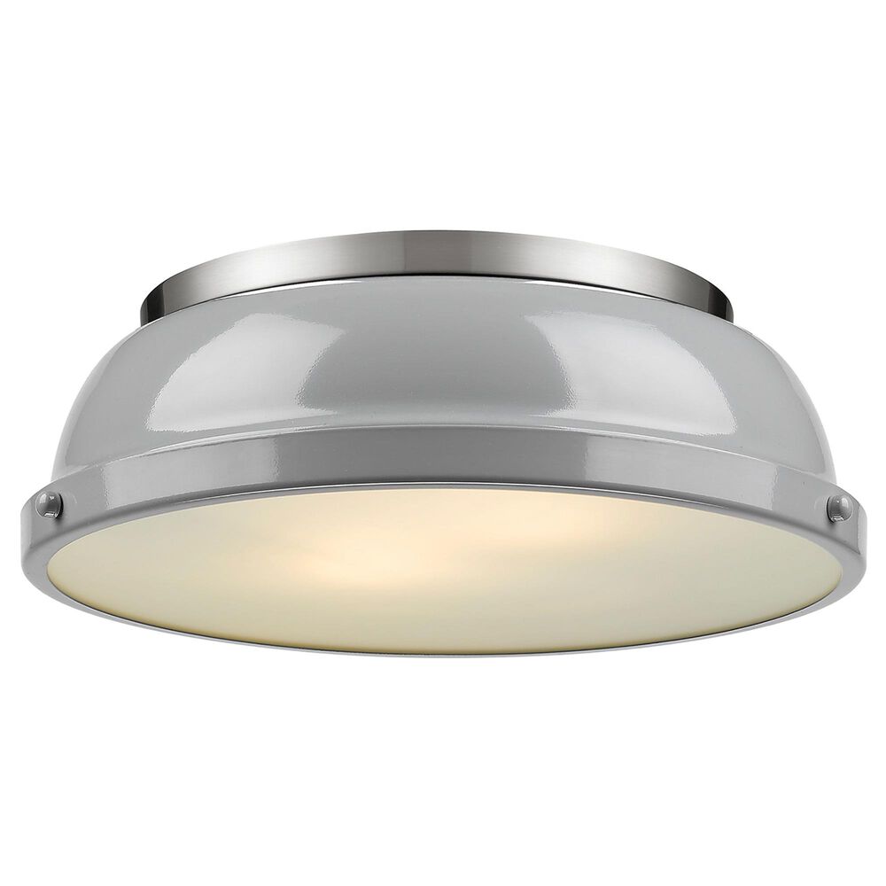Golden Lighting Duncan 14&quot; Flush Mount in Pewter and Glossy Gray, , large