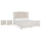 Nicolette Home Willowbrook King Panel Bed with Upholstered Headboard with Two Nightstands in Egg Shell White, , large