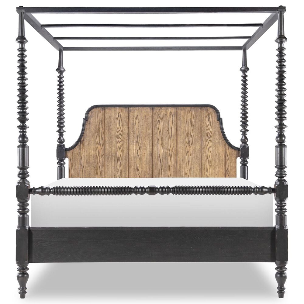 Legacy Classic Vintage Market King Canopy Bed in Barnwood Oak and Kettle Black, , large