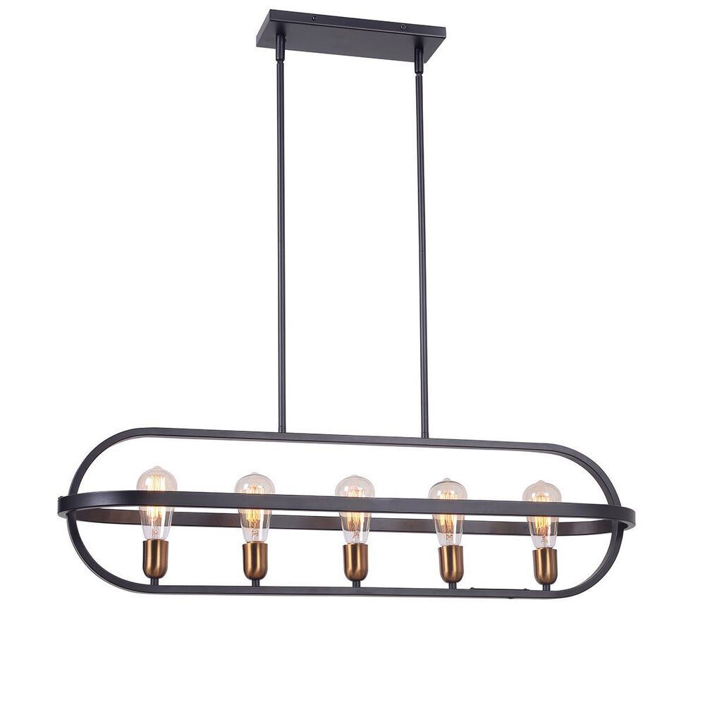 Kenroy Giles 5 Island Light in Black and Antique Brass, , large