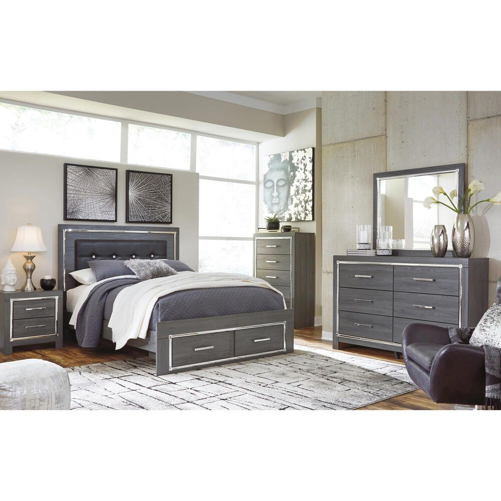 Ashley Lodanna Queen Panel Bed with 2 Storage Drawers in Gray, , large