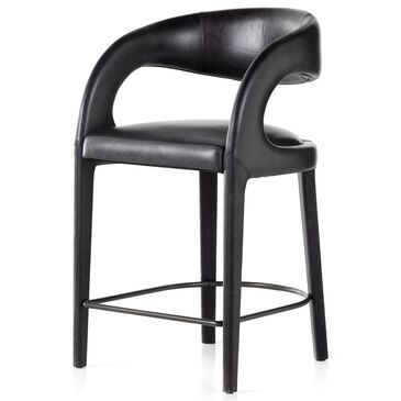 Four Hands Hawkins Counter Stool in Sonoma Black Top Grain Leather, , large