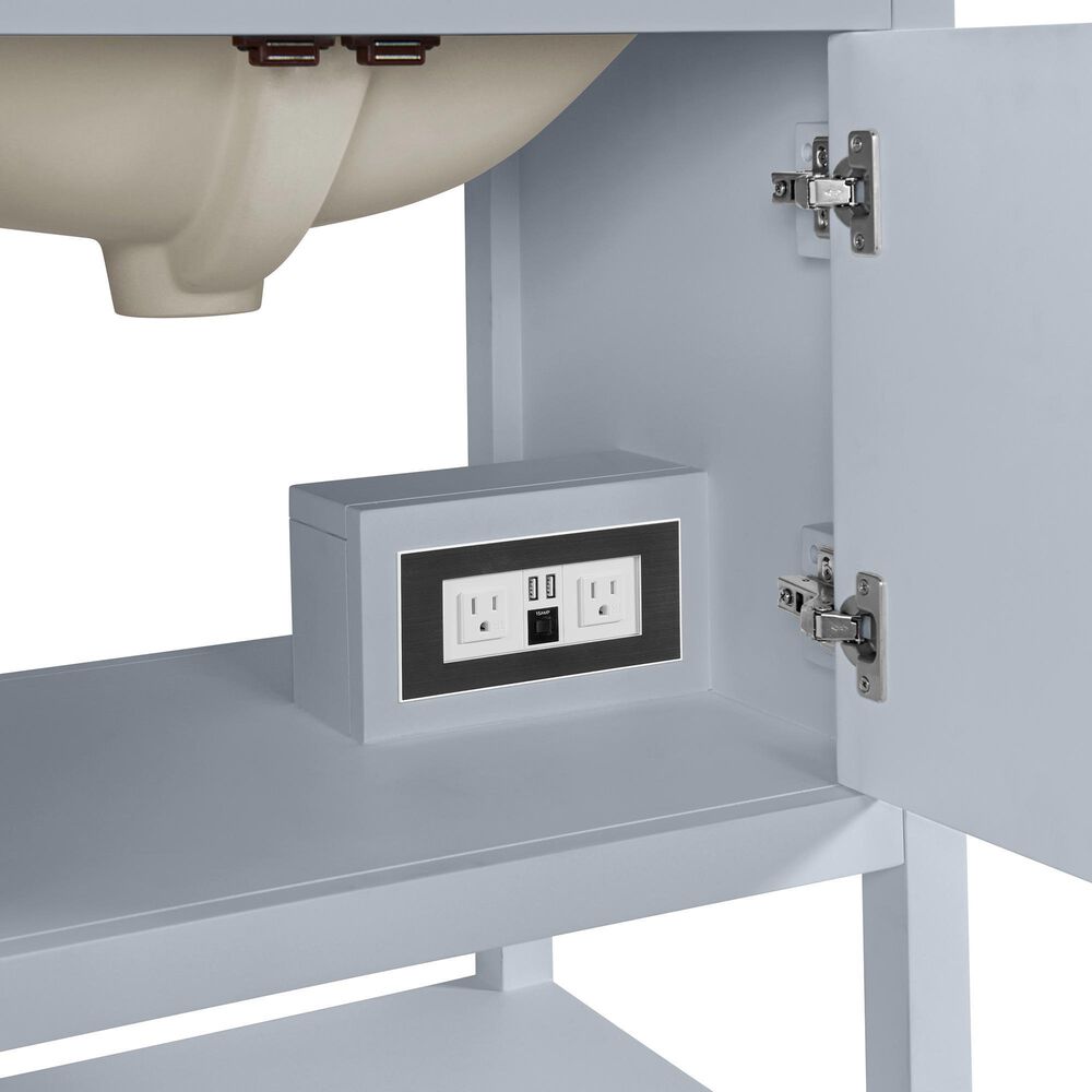 37B Ravello 36" Single Bathroom Vanity Cabinet in Soft Blue with Marble Top and Backsplash, , large