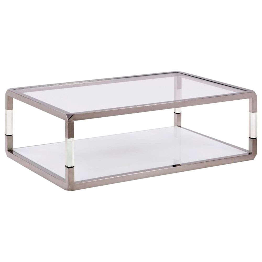 Urban Home Jasper Coffee Table In Polish Stainless Steel And Clear