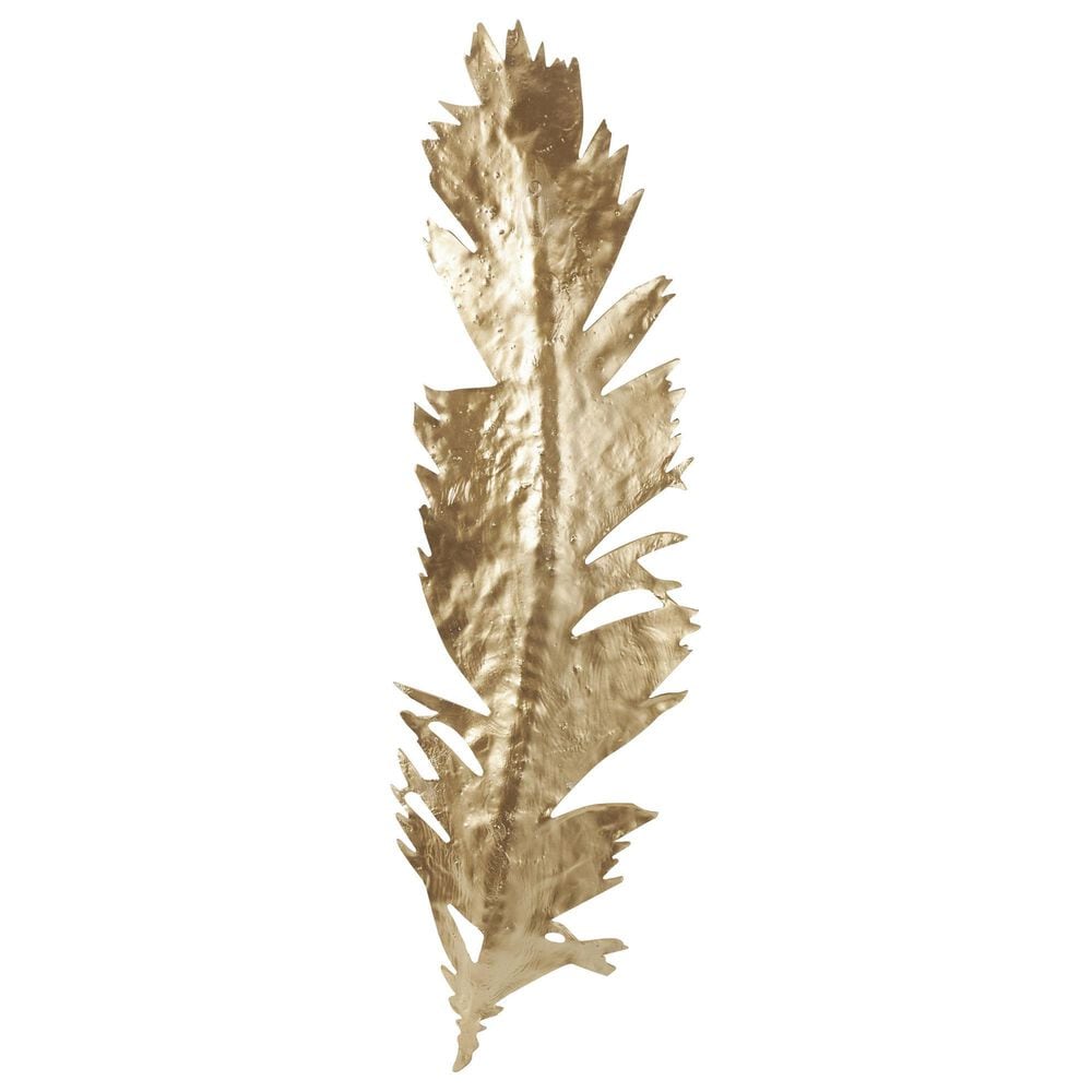 Maple and Jade 47&quot; x 14&quot; x 2&quot; Polystone Bird Large Feather Wall Decor in Gold, , large