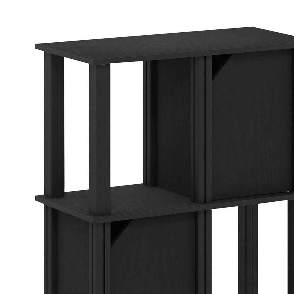 HOMLUX 3-Tier Storage Bookcase with Two Doors in Black Oak and Black, , large